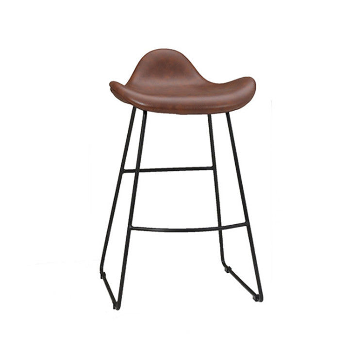 Leather Kitchen Industrial Bar Stools / Iron Base Industrial Bar Chairs